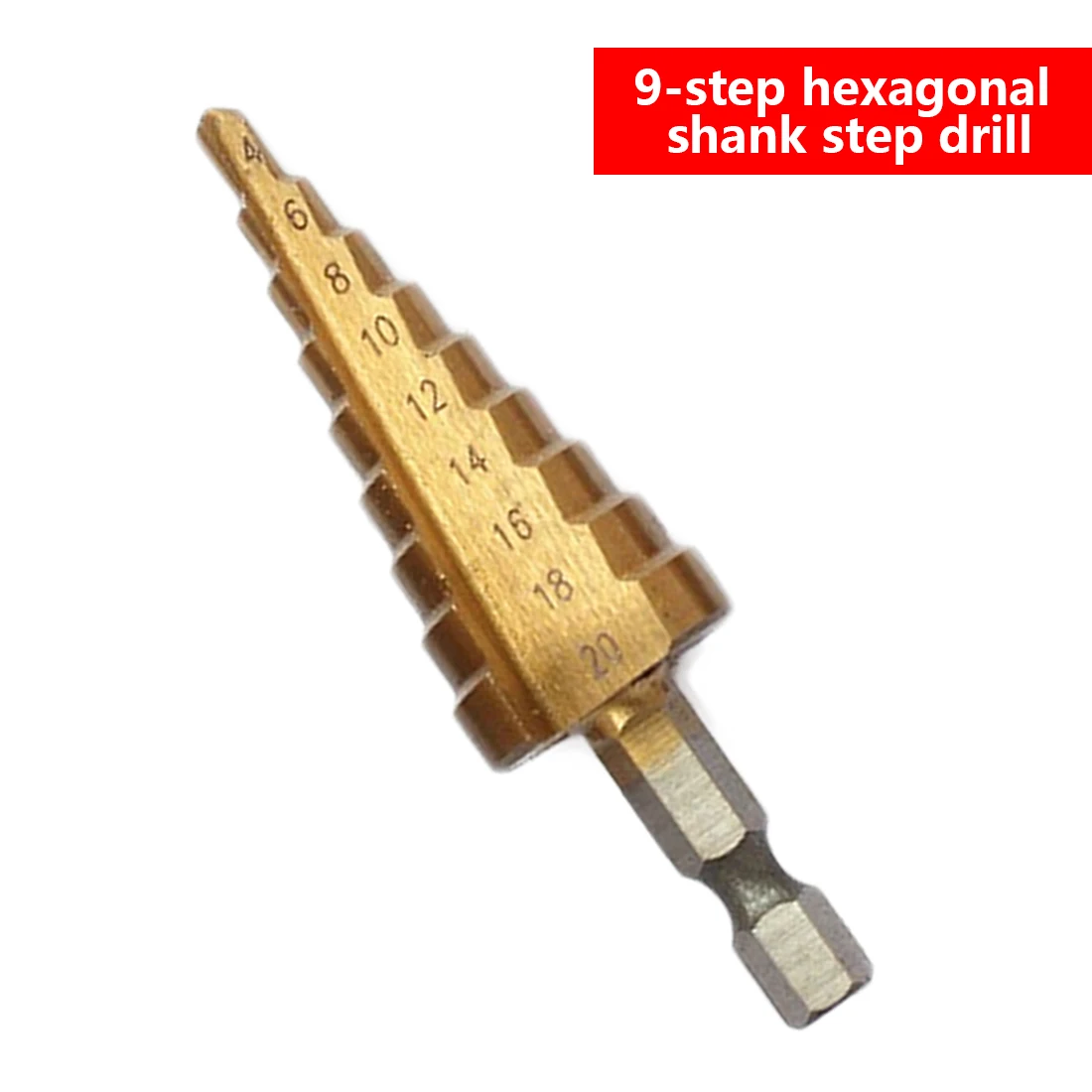 

1Pc 4-20mm HSS Steel Titanium Step Drill Bit 9 Step Cone Cut Tools Woodworking Wood Metal Drill Bit Cut Tool Set Hole Cutter