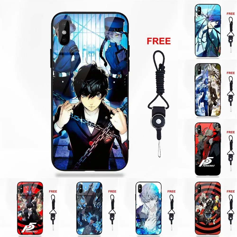 

Vvcqod For Apple iPhone X XS Max XR 5 5C 5S SE 6 6S 7 8 Plus Soft TPU Frame Tempered Glass Cell Phone Cover Case Persona 3 Cool