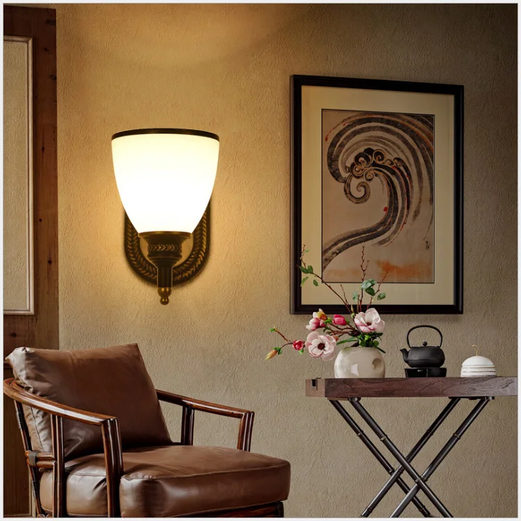 American country wall lamp bedroom bedside lamp mirror headlight