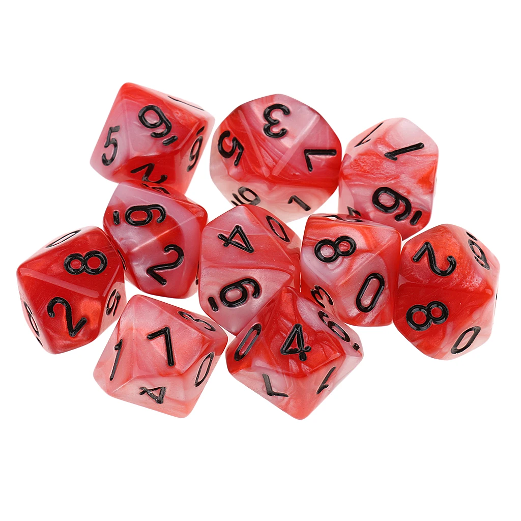 Perfeclan 10pcs 10 Sided D10 Polyhedral Dice Double Color for DND RPG MTG Board Game Accessories Double Colors Dice
