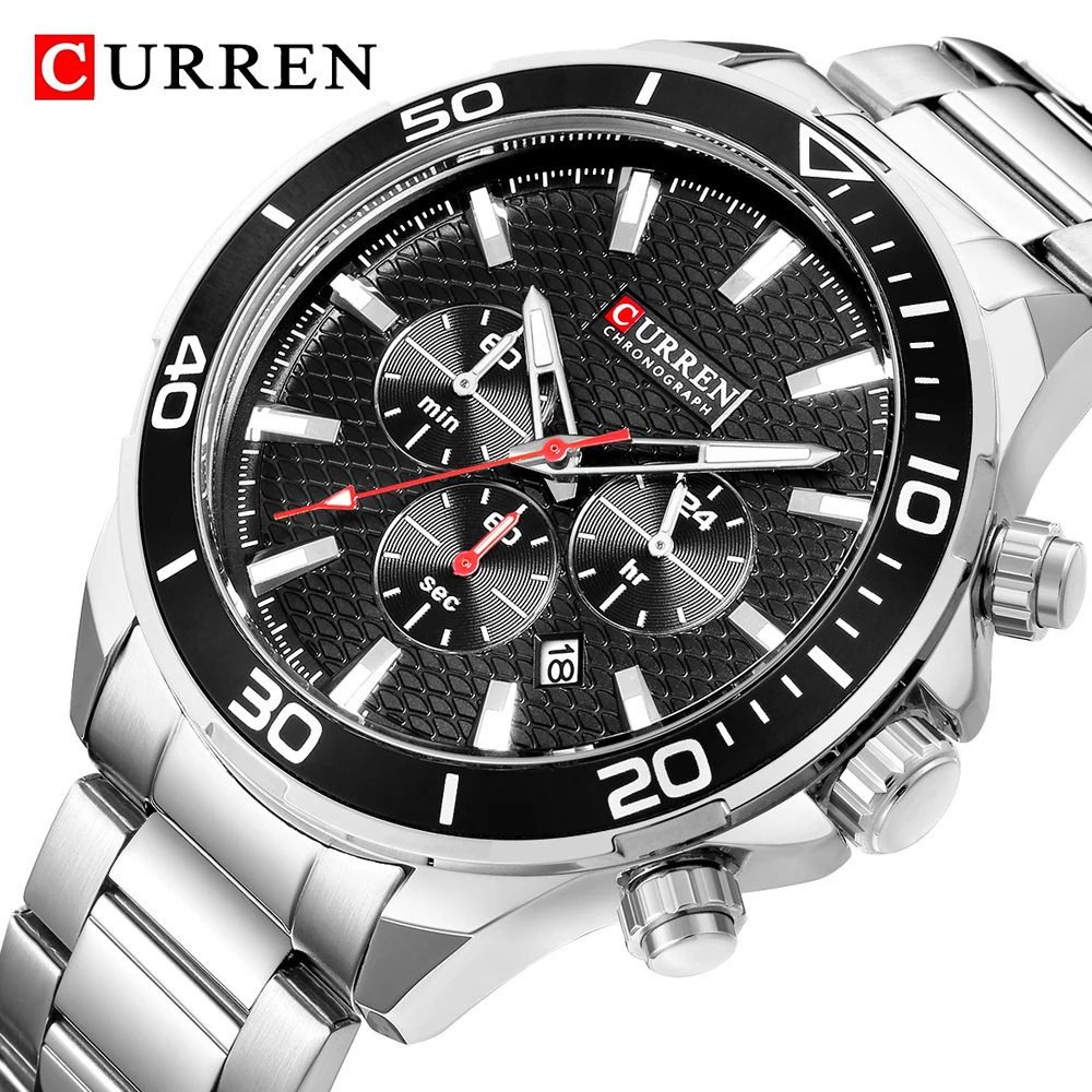 

CURREN Mens Watches Analog Military Full Steel Clock Sport Quartz Watch Men Business Waterproof Chronograph Relogio Masculino