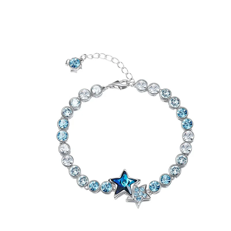 

925 Sterling Silver Blue star bracelet For women embellished with crystals from Swarovski