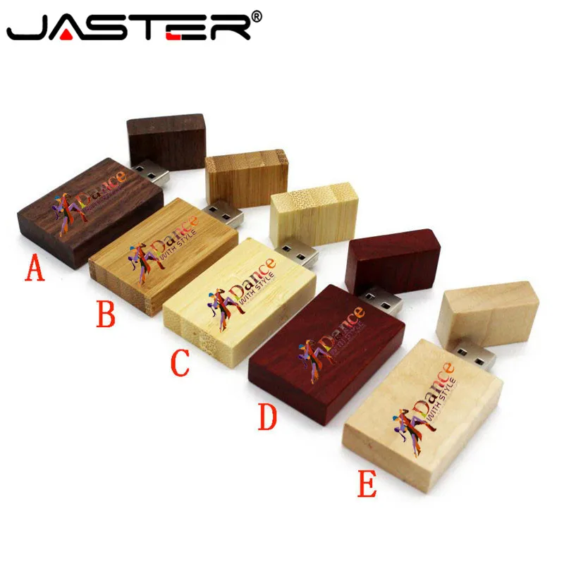 

JASTER new best selling 5 color wooden square U disk 2.0 4GB/8GB/16GB/32GB/64GB USB flash drive color LOGO printing
