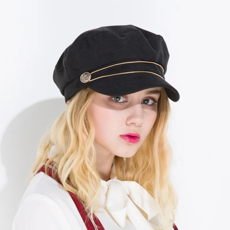 Women Army Military Hat Spring New Octagonal Beret Cap Winter Vintage
