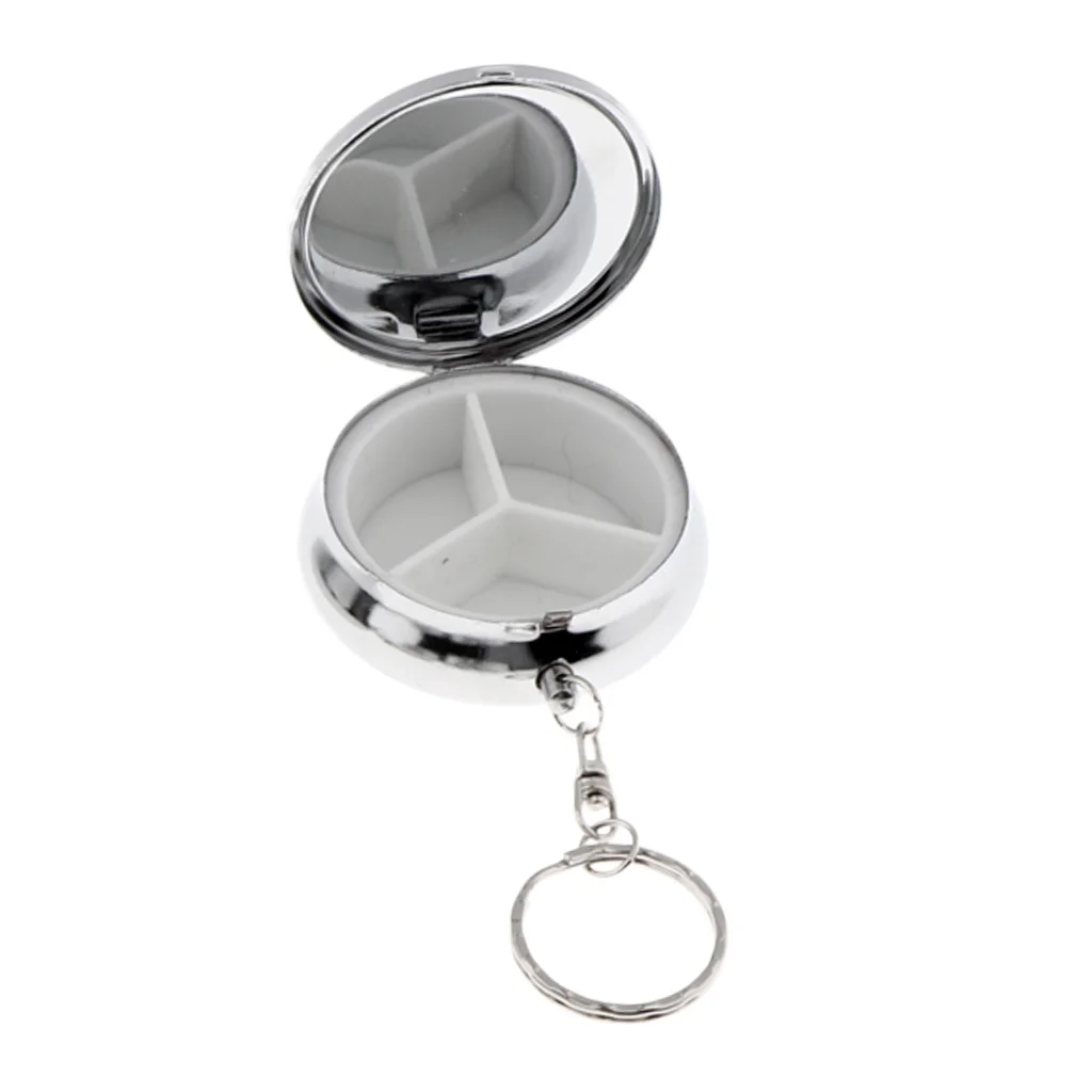Mini 3 Compartments Eyeshadow Powder Keychain Case Pill Planner Organizer Box Mints Container for Purse Pocket