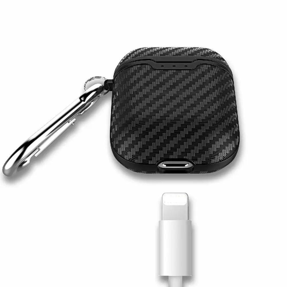 EastVita Ear pods защитный чехол из углеродного волокна ударопрочный для Apple AirPods Мягкий защитный чехол с брелоком