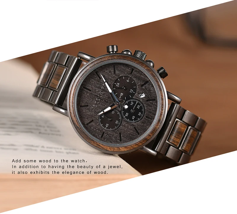 *Wooden Chronograph Watches Relogio Masculino