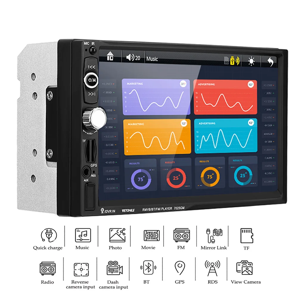 7025g 7inch 2din Car Mp5 Player Touch Screen Wince Gps Navigation Bluetooth Fm Swc Usb Tf Aux Mirror Link + Eu Map Card - Car Mp4,mp5 - AliExpress