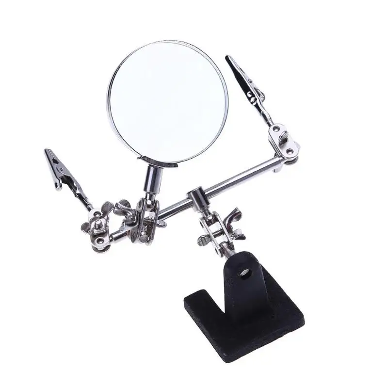 

New 60mm 3X Third Hand Soldering Iron Stand Helping Clamp Vise Clip Tool Magnifying Glass wholesale Electronic Appliance Repair