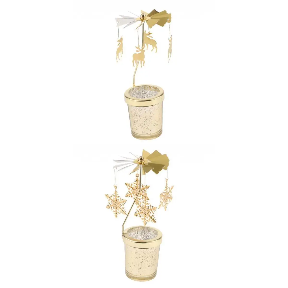 2 Pieces Rotating Spinning Tea Light Candle Holder Candlestick For Wedding Party Decoration