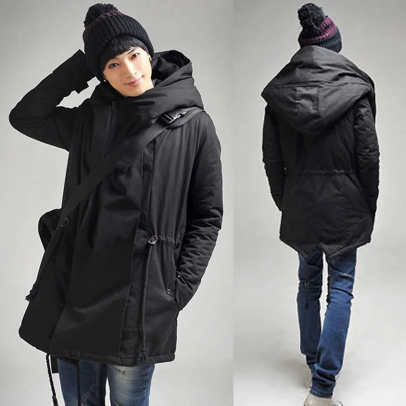 Mens Long Winter Coat 2017 Hot Fashion Men Hooded Overcoat Long Thick ...