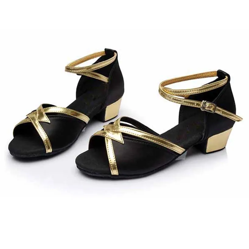 Black Satin Танго Туфли для латинских танцев для девочек с цветочным рисунком; Zapatos De Baile Latino Mujer 603