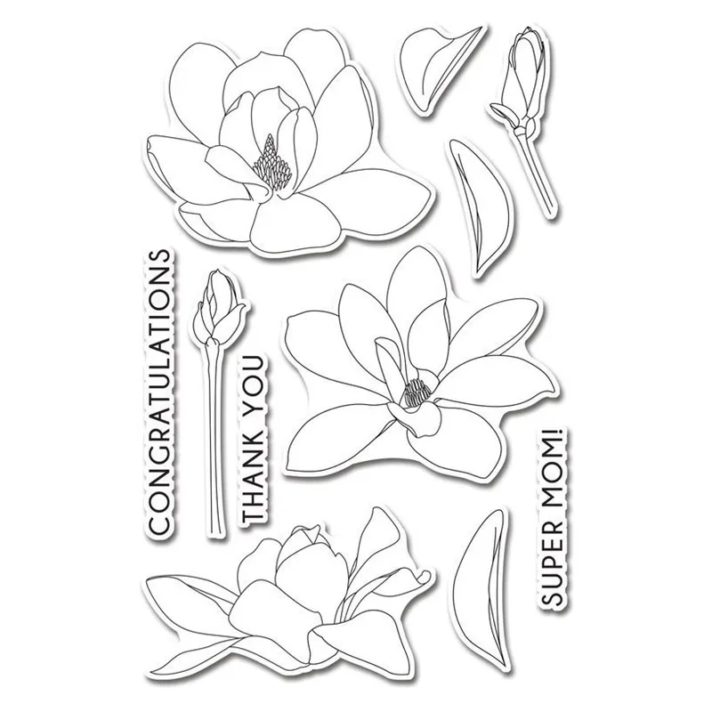 YaMinSanNiO Magnolias прозрачные штампы и штампы цветок металла резки Скрапбукинг для изготовления карт тиснение DIY шаблоны ручная работа - Цвет: Stamps