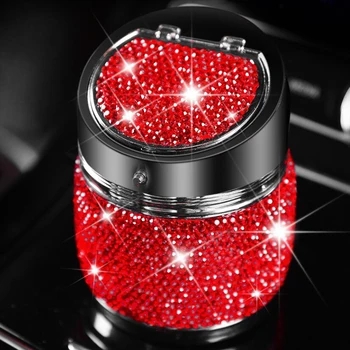 

Luxury Rhinestone Car Ashtray High Temperature Resistance Auto Cigarette Ashtray Gift for Women Girl Universal Size