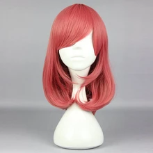 Лолита 45 см Средний волнистый арбуз красный знаменитостей синтетический парик для косплея термостойкий+ парик H75560D