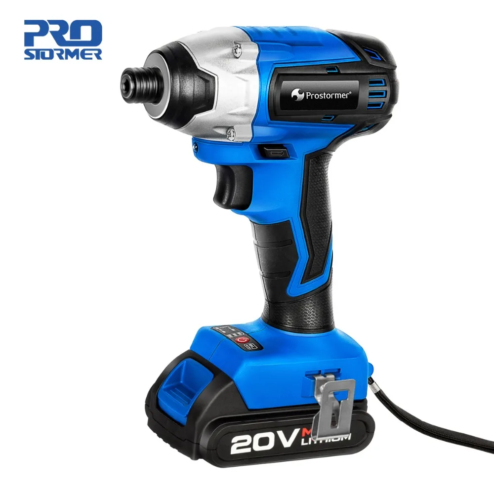 

Prostormer 20V Cordless Impact Electric Drill Screwdriver Household Lithium Battery Drill Screwdriver Power Tools Power Package