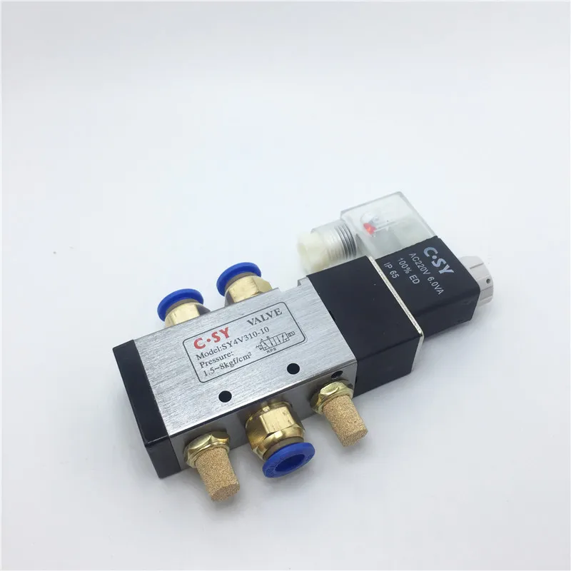 

4V310-10 Electric Solenoid Valve 2 Position 5 Port Air Pneumatic Valve With 6mm 8mm 10mm Tube Fittings Quick Connectors Mufflers