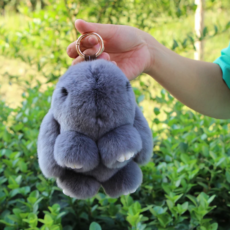  Rex Rabbit Fur keychain Cute Rabbit Doll Key Chain Pendant White/Pink/Orange Wallet Pom Pom Car Pendant with best gift 