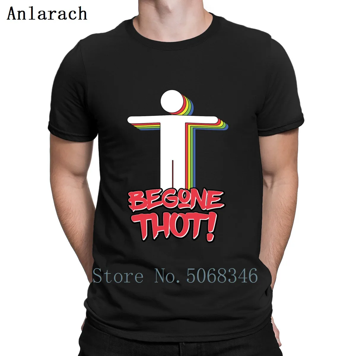 

Begone Thot Funny Tpose Meme T Shirt Design Basic Fitness Streetwear Spring Standard Cotton Round Neck Shirt