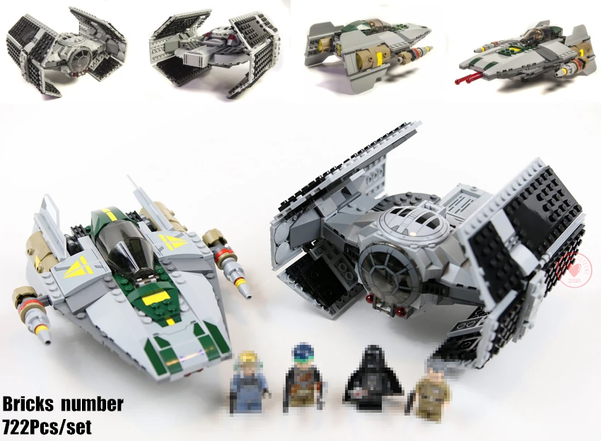 

New Vader Tie Advanced VS A-wing Starfighter fit legoings star wars figures Building Blocks bricks 75150 diy toys gift kid