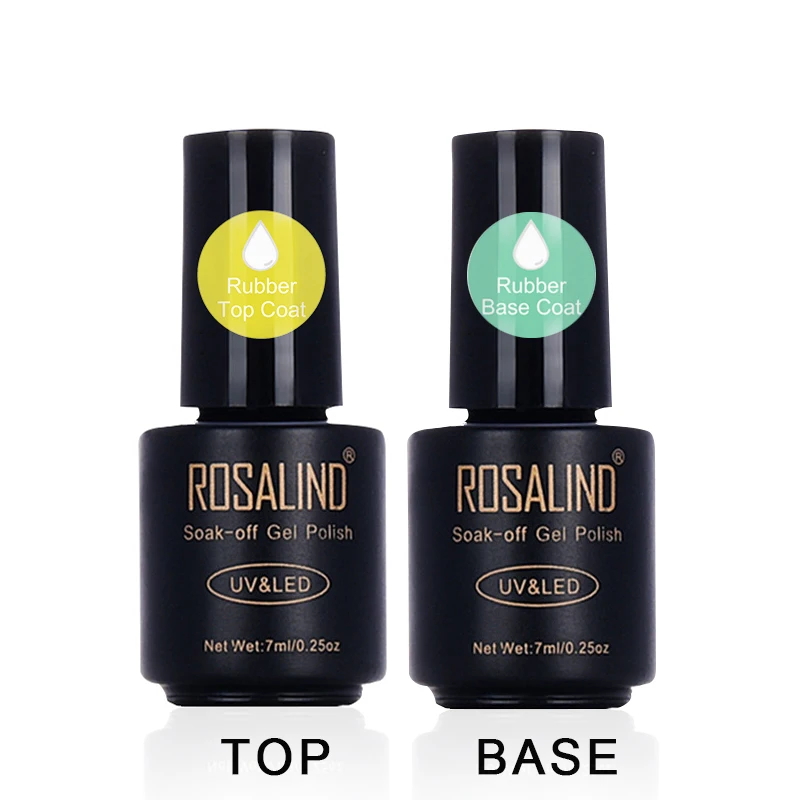 ROSALIND 7ML Base&Top Nail Gel Polish Tempered Top Rein Force Gel Rubber For Semi Permanent Nail Manicure Nail Art Gel Varnishes