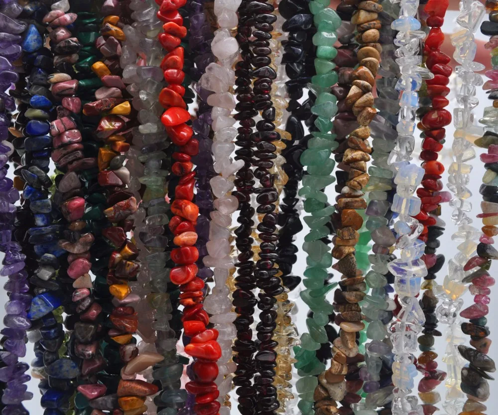 

Mixed Stone Chip Loose Beads 32 Inch Jewelry Making 1 Strand E001-E028