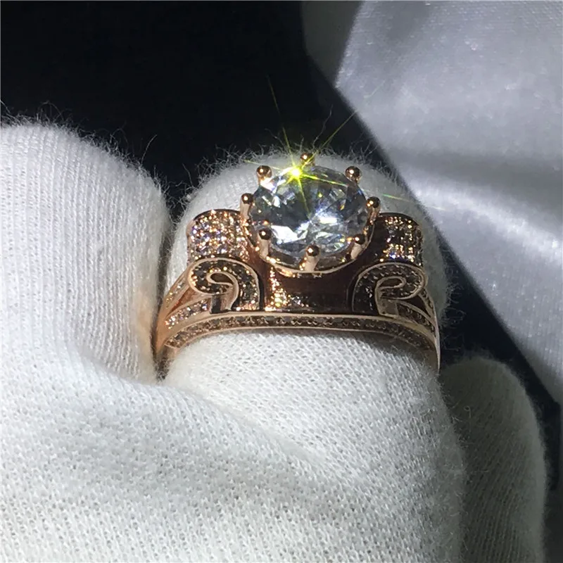 Choucong модное кроеное кольцо 3ct 5A Циркон Cz розовое золото заполненное 925 Серебряное