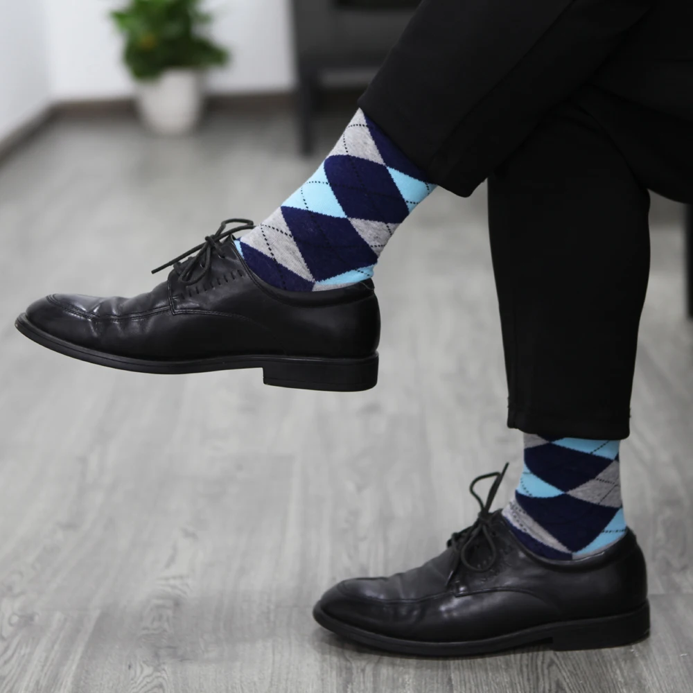 Матч-Аргайл носок Мужская чёсаный хлопок Носки Брендовые мужские платье ...
