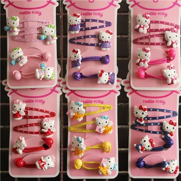 Fashion Children Headwear Elegant Hello Kitty Hair Clips Gum Elastic