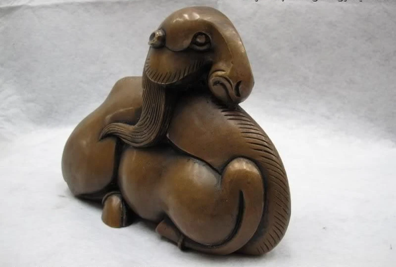 

Chinese Folk classical Copper Bronze lovely abstract llama camel Art Statue