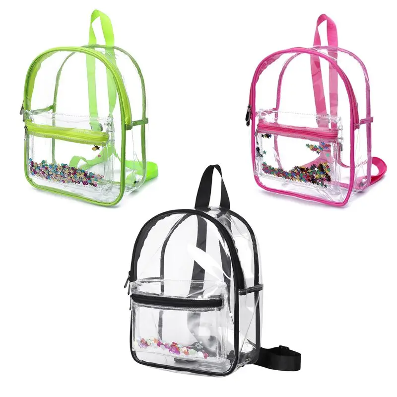 

Transparent PVC dual zipper Backpack for For Work School Security Travel and Sports