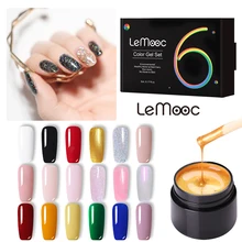 LEMOOC 5 мл 6 шт./лот Однотонная одежда Soak Off Gel Nail Polish сияющий блеск пайетки pure Nude цветной дизайн ногтей гель Лаки
