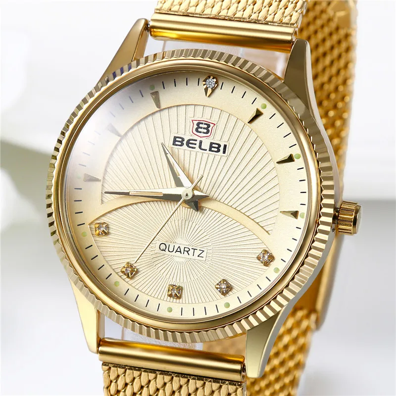 Lancardo Lovers Quartz Watches For Women And Men Gold WristWatches Top Brand Luxury Male Clock Golden Stainless Steel Watch