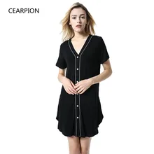 CEARPION Модальная Ночная сорочка с коротким рукавом женская ночная рубашка с v-образным вырезом ночное белье повседневная домашняя одежда Высокое качество интимное нижнее белье