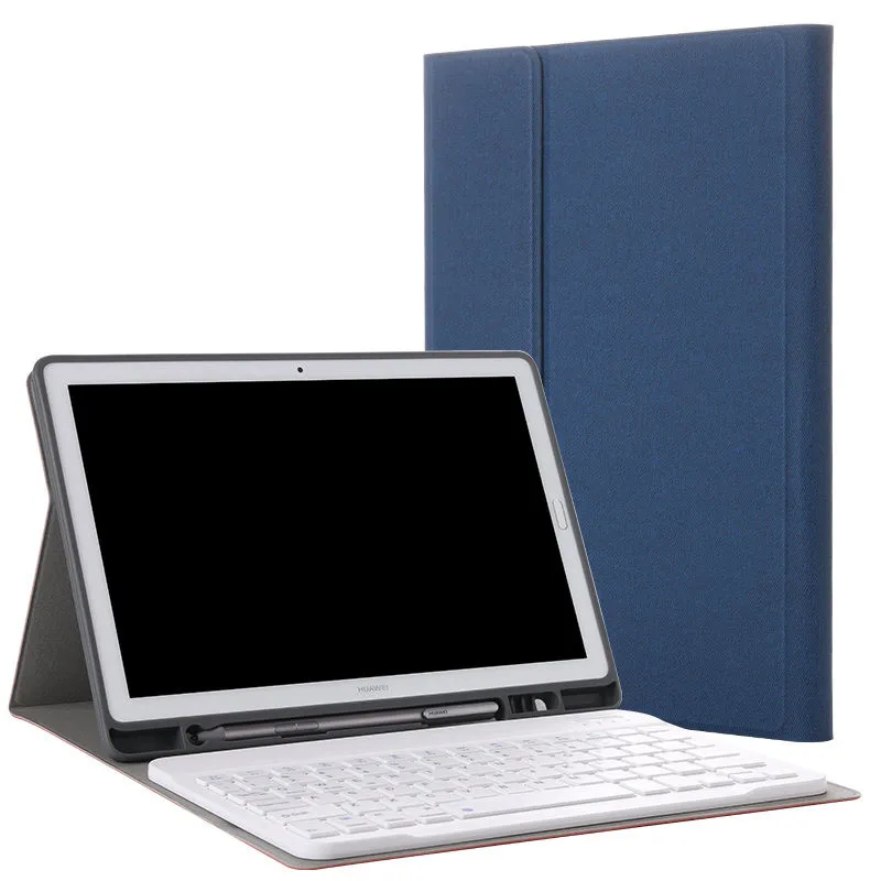 Ультра тонкий Съемный беспроводной Bluetooth клавиатура чехол для huawei MediaPad M5 Lite 10 10,1 чехол BAH2-W09 BAH2-L09 BAH2-W19 - Цвет: Blue