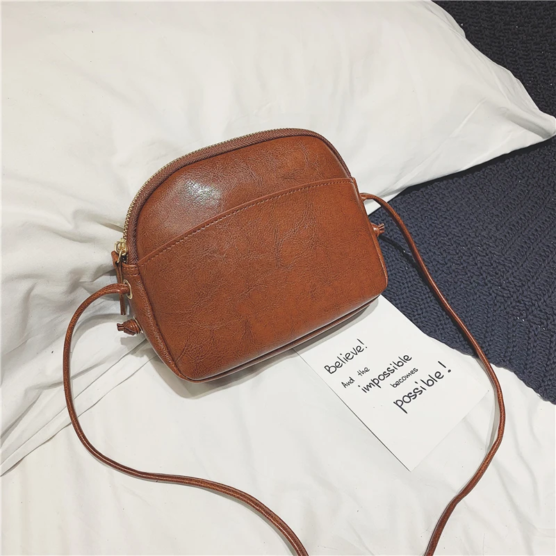 2018 Hot Small Shell Crossbody Bags for Women New Simple Casual Mini Brown Messenger Bag for Girls Flap PU Leather Shoulder BagsIMG_4589