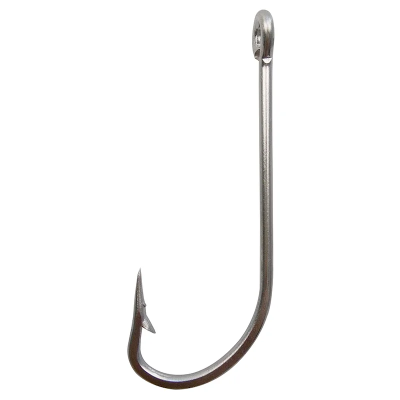 100pcs 34007 Stainless Steel Fishing Hooks White Big Extra Long Shank