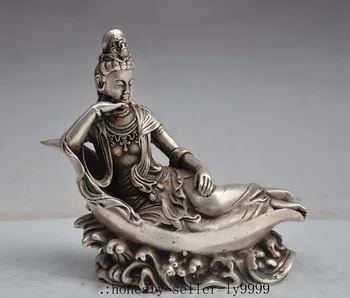 

christmas chinese tibet buddhism silver sleep Kwan-Yin Bodhisattva Buddha Goddess statue halloween