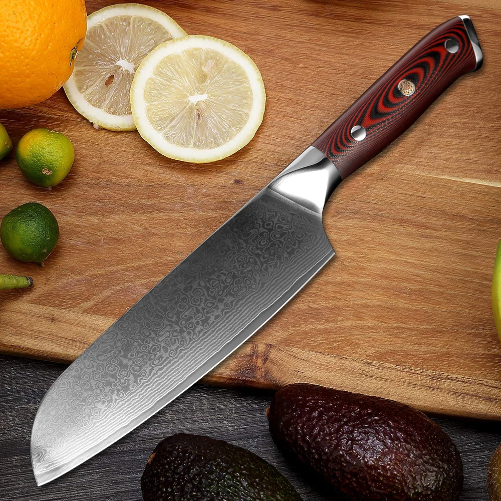 XITUO поварской нож дамасская сталь Профессиональный кухонный нож santoku острый резка мяса китайский кухонный нож высококачественный гвоздь G10