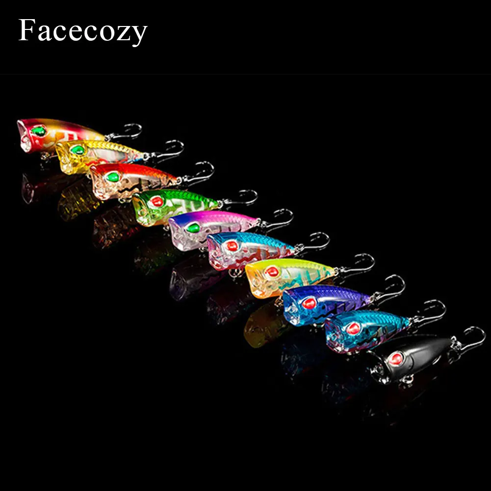 

Facecozy 1Pc Single Hook Mini High Reflection Rate Popper Fishing Swimbait Lures Pesca Artificial Bait 4cm Floating crankbait