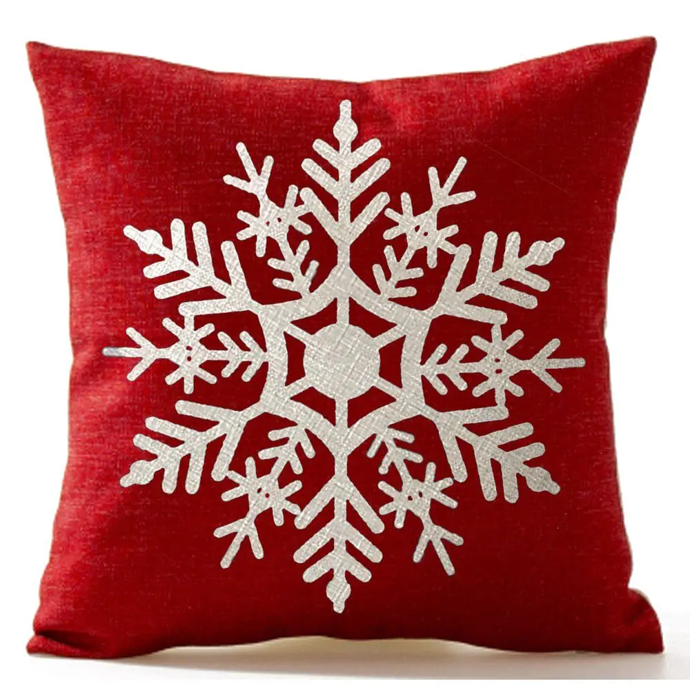 Hot sale Beautiful Snowflake In Red Merry Christmas Gifts flax Throw