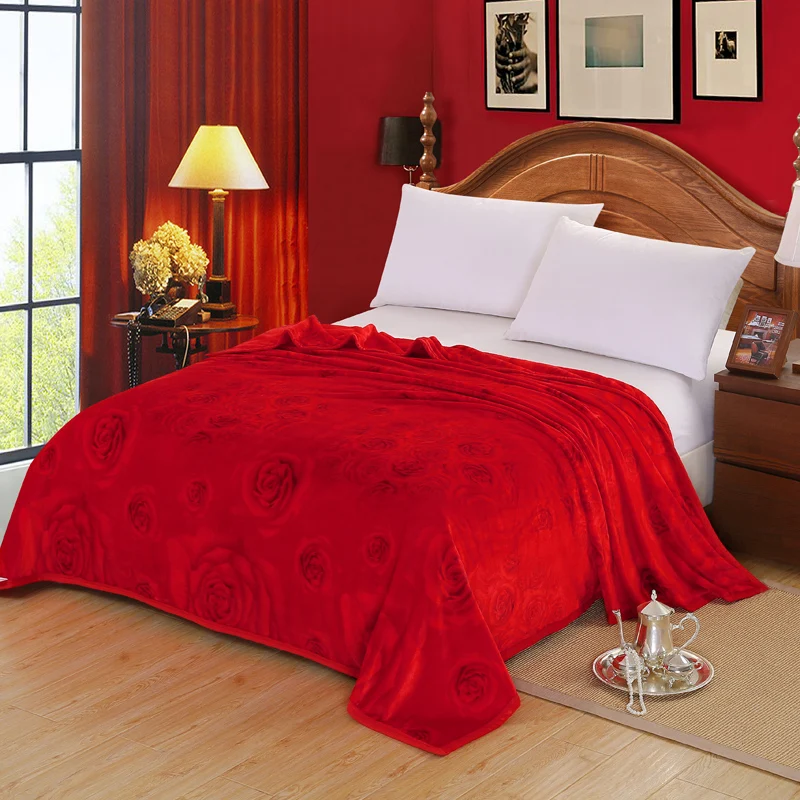 

Modern Style Red Color Printing Pattern Cloud Mink Velvet Blanket For Sofa/Bed/Home Blanket Bedspreads 180x200cm 200x230cm Size