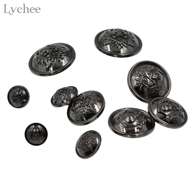 

Lychee 10pcs Round Skull Pattern Shank Buttons Punk Style Metal Buttons For Jeans Coat DIY Sewing Craft