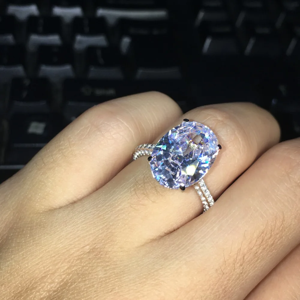 AINUOSHI Luxury 5 Carat Oval SONA NSCD Engagement Ring 925 - Նորաձև զարդեր - Լուսանկար 5