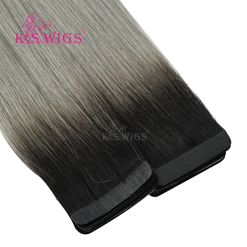 K.S WIGS 80pcs Straight Tape In Human Hair Double Drawn Remy Seamless Human Hair Extensions16'' 20'' 24''