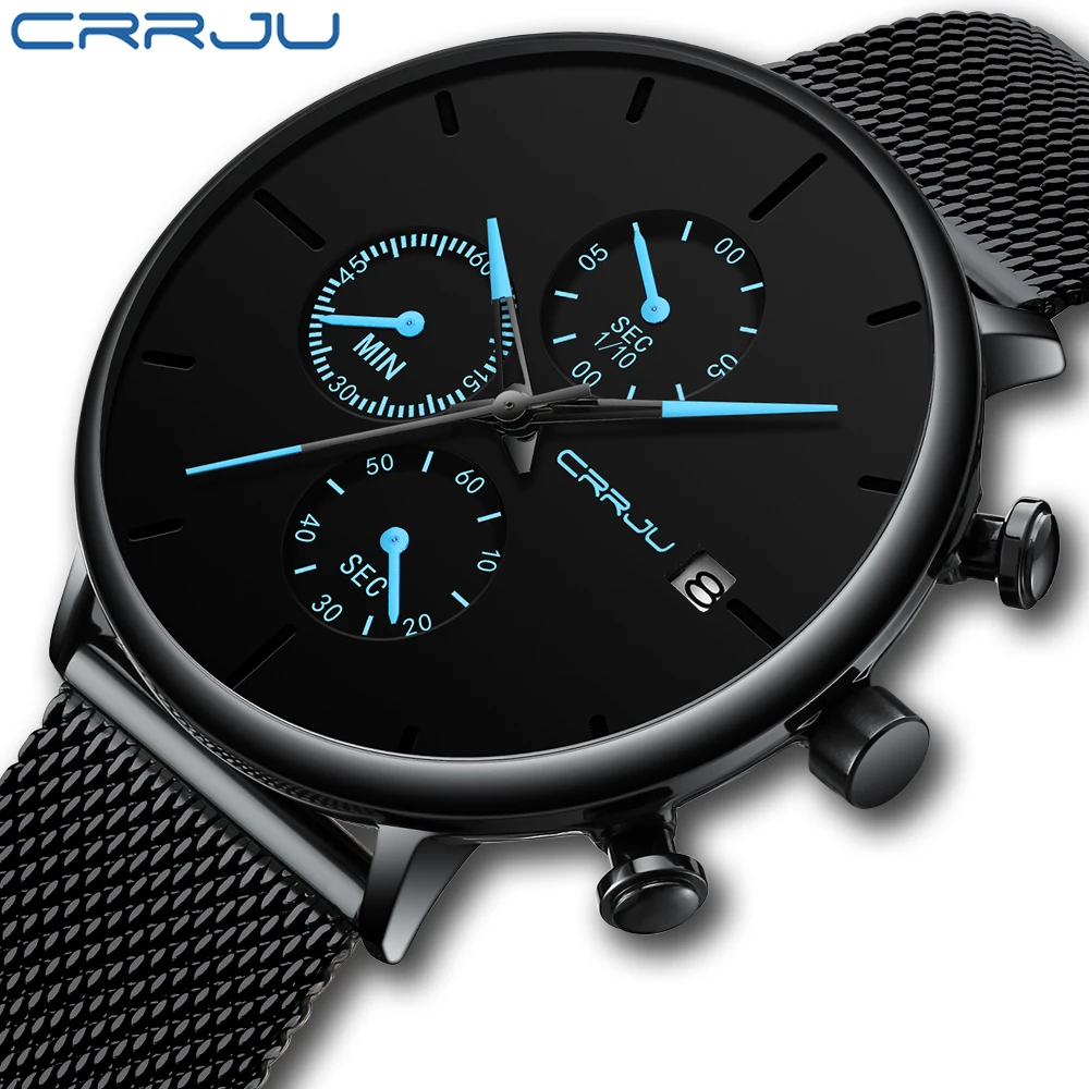 

CRRJU Men Watch Reloj Hombre 2019 Mens Watches Top Brand Luxury Chronograph Sport Watch Men Waterproof Clock Relogio Masculino