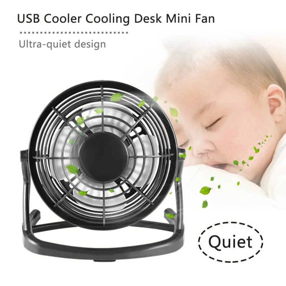 

Portable DC 5V Small Desk USB 4 Blades Cooler Cooling Fan USB Mini Fans Operation Super Mute Silent PC / Laptop / Notebook