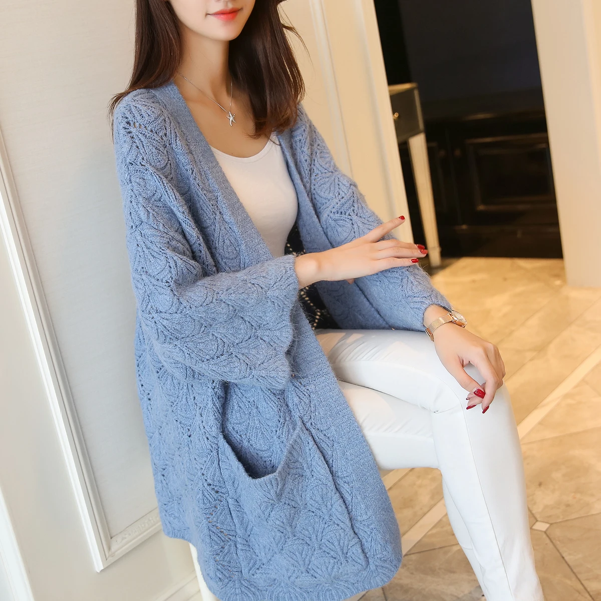 Mujeres de Fashionsweater 65 Chart 5288 Nuevo Corea see Chart Punto Invierno See Yuancardigan f5wtdfq