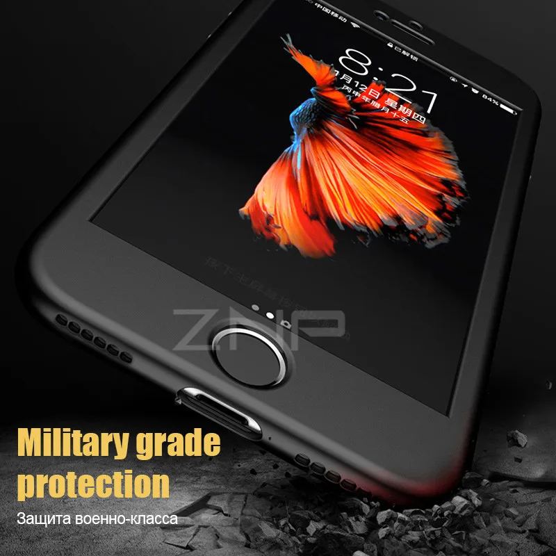 Carcasa de lujo suave de TPU 360 de lujo para iPhone 8 7 6 S 6 funda 5 5S SE fundas para iPhone 6 7 8 Plus con vidrio