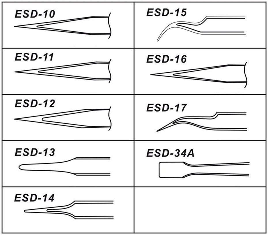 Jewii 9 шт. ESD Пинцет Набор антистатические нержавеющая сталь точность промышленного обслуживания изогнутые прямые пинцеты Инструменты для ремонта